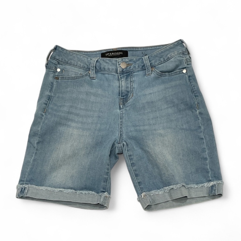 Liverpool Women's Blue Denim Rolled Hem Shorts Size 2/26